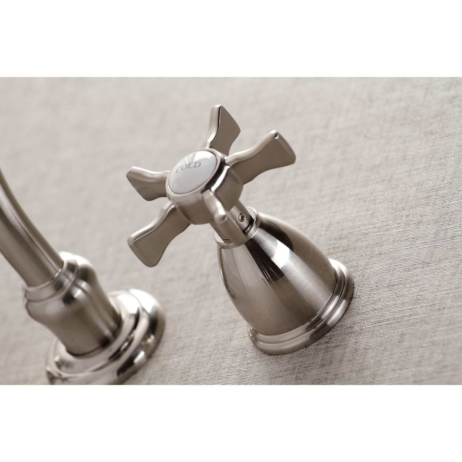 Kingston Heirloom KS3128NX - Hamilton Double-Handle 3-Hole Wall Mount Bathroom Faucet, Brushed Nickel — thumbnail 2